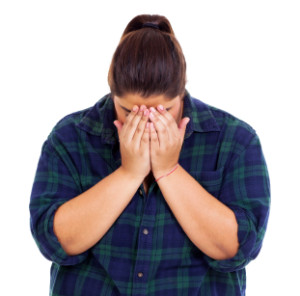 unhappy overweight girl crying